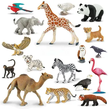 Original ægte vildtlevende dyr, Leopard, Lion papegøje ugle krage Abe flamingo Figur samleobjekter figurer for børn