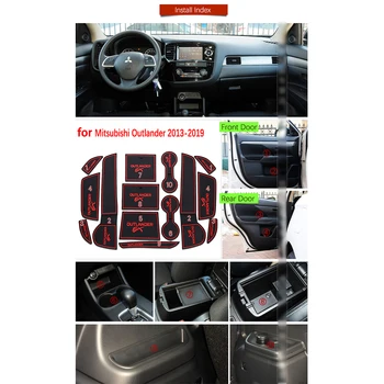 For Mitsubishi Outlander MK3 2013~2019 Gummi Anti-slip Mat Døren Groove Cup pad Gate slot Coaster Bil Tilbehør 2016