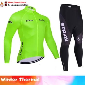 Vinteren Termisk Fleece 2020 STRAVA Trøje Lang række MTB Cyklus Tøj Sportstøj Mountain grønne Tøj ropa ciclismo