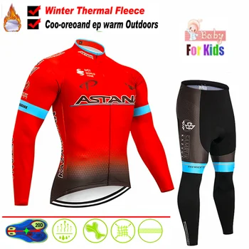 Astana børn Pro Team Vinter Cykling Tøj Åndbar Ropa Ciclismo Lange Ærmer MTB Cykel Tøj Udendørs Sport Tøj