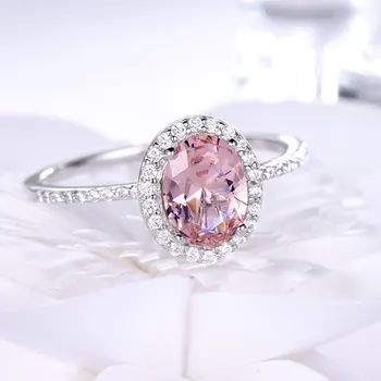UMCHO Skabt Pink Safir Smykke Sæt Elegant 925 Sterling Sølv Smykker Halskæder Ringe Øreringe Til Kvinder Bryllup Gaver