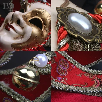H&D Venetiansk Red Full Face-Krave Grimasse, Masker Kvinder Magic Maskerade Dressing