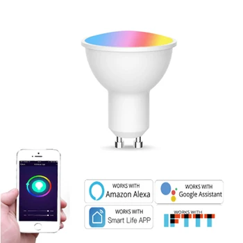 GU10 WiFi Smart LED-Pærer RGBCW 5W Dæmpbar Lamper Smart Liv Fjernbetjening Pærer Arbejde Med Alexa/Google