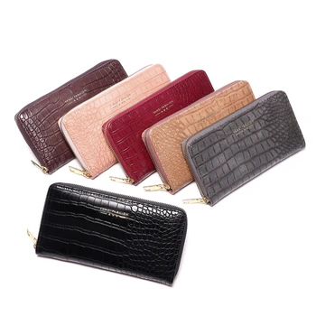 Kvinder krokodille mønster lang tegnebog multifunktions-kortholderen stor kapacitet telefon taske coin purse kvinder-armbånd håndtaske tegnebøger