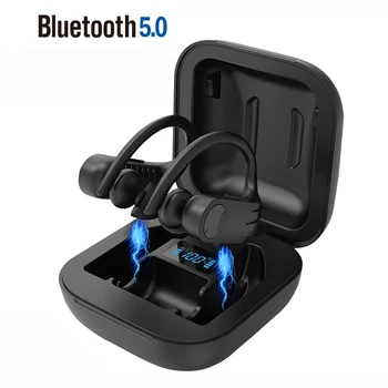 B1 Trådløse Sports Hovedtelefoner TWS Bluetooth-5.0 Hovedtelefoner Øre Krog Kører støjreducerende Stereo Øretelefoner IPX5 Vandtæt