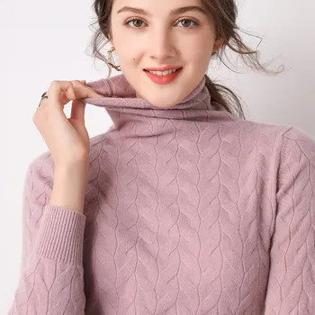 Kvinder ' s Kabel-Allover Rullekrave, Ulden Sweater I Ren Uld Pullover Sweater Trend Farver Trøjer Dame Soft Jumpere Kvalitet