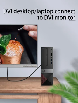 Unnlink Displayport (DP til DVI Kabel Konverter Adapter FHD 1080P@60Hz for grafikkort til Bærbar Desktop-Computer Projektor Skærm