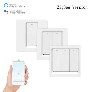 Tuya Zigbee Smart Switch-Knappen for væglampe Skifte Nr Neutral Ledning og N+L, der Kræves ,Alexa Google Startside Kompatibel