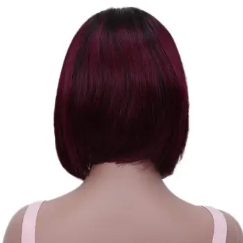 Rebecca Mix Farve Kort Bob Cut glat Hår Paryk Peruvianske Remy Human Hair Parykker Til Kvinder Ombre Rød Blond Parykker DHL gratis fragt