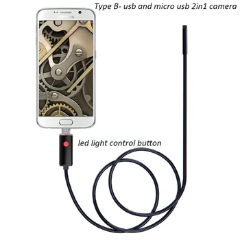 Android-inspektionskamera 5,5 mm Linse 1M 2M Wire, USB-Rør Inspektion OTG USB Endoskop Endoskop Kamera Reparation