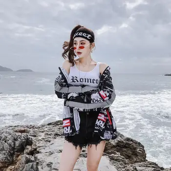 Bomber Jakke Kvinder Harajuku Trykt Pilot Jakke Hip Hop Streetwear Japansk Casual Udskrivning Grundlæggende Baseball Jakker Outwear
