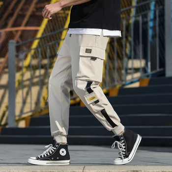 Streetwear til Mænd Hip-Hop Jogging Bukser Bånd Løs Mode Cargo Bukser Mandlige 2020 Nye Fritids-Jogger Man Harem Bukser