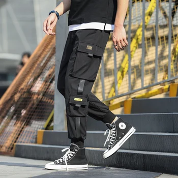 Streetwear til Mænd Hip-Hop Jogging Bukser Bånd Løs Mode Cargo Bukser Mandlige 2020 Nye Fritids-Jogger Man Harem Bukser