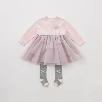 DBM9896 dave bella efteråret kjole baby pige langærmet kjoler børn birthday party dress børn tøj