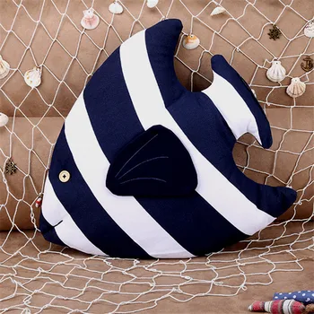 Middelhavsstil Fisk Formet Pude, Sengelinned Pillow Til Hjem Sofa Bil Soveværelse Dekoration Børn Gave