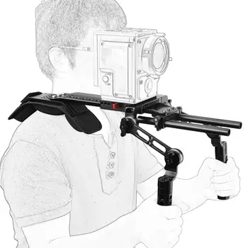 HDRiG Dslr-Kamera Skulder Rig Med ARRI Svalehale Plade Og Roset Håndtag som kan indstilles Til Cine Kameraer