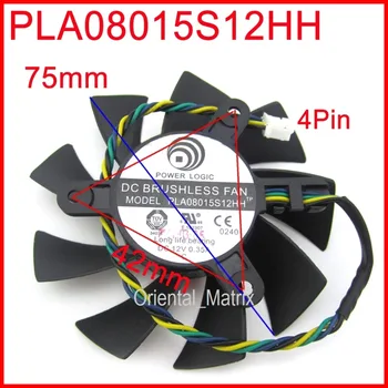 Gratis Forsendelse PLA08015S12HH 12V 0.35 EN 75mm 42x42x42mm VGA-Fan For MSI R4770 R6850 Grafikkort Blæseren 4Pin 4Wire