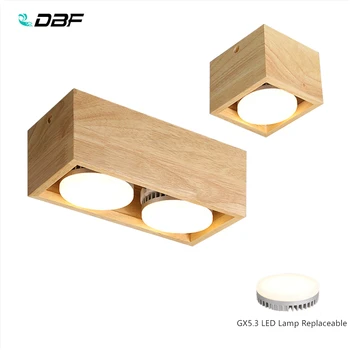 [DBF]Nordic Wood Square LED Surface Mount Downlight + Udskiftelige LED-Lampe 14W 18W 24W LED Spot Lys i Stue, Soveværelse