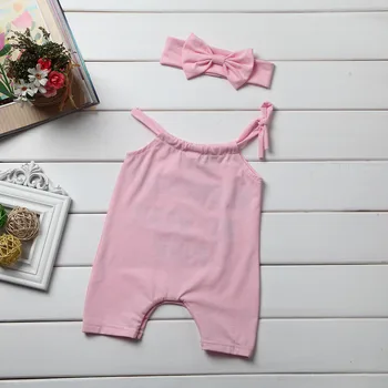 Søde Nyfødte Baby Piger Bodysuit Brev Bodysuit Buksedragt+Pandebånd Udstyr Sunsuit Tøj