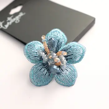 Farverige 3D håndlavet beaded blomst plaster hat smykker øreringe applique dekorativt tilbehør, tøj DIY