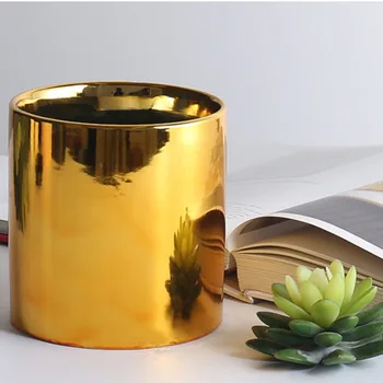 Keramiske Krukker Nordisk Guld Saftige Vase Urtepotte Hydroponiske Vaser Arrangør Pen Indehaveren Boligindretning, Blomst Vaser