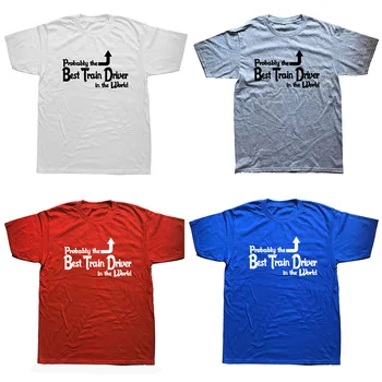 De Bedste Lokomotivfører Sjovt Job Railway T-Shirt Herre Korte Ærmer Overdimensionerede Streetwear Hiphop Trykte T-Shirts Top Tees