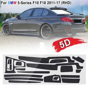 19pcs Højre Hånd Kørsel til BMW 5-Serie F10 F18 2011-2017 5D Blank Carbon Fiber Mønster Bil Indvendige Betjeningspanel Mærkat