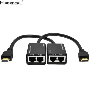HIPERDEAL HDMI Over RJ45 CAT5e CAT6 LAN Ethernet-Balun Extender Repeater Op til 100ft1080P Oct30 HW