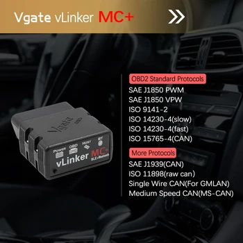 Vgate vLinker MC+ ELM327 wifi Bil OBD2 Scanner Auto Bluetooth 4.0 Diagnostisk Værktøj til Android/IOS ELM 327 OBD-2 ODB2 Bimmercode