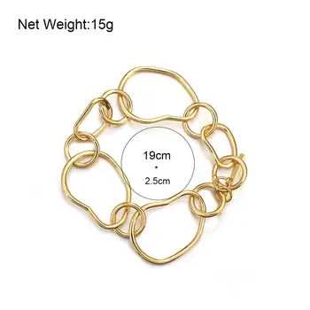 Amorcome Trendy Uregelmæssige Geometrisk Runde Kæde Armbånd Guld, Sølv Farve Hule Metal Charm Armbånd Kvindelige Smykker 1779