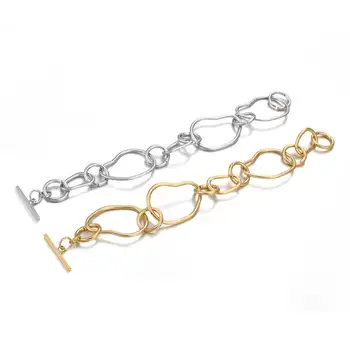 Amorcome Trendy Uregelmæssige Geometrisk Runde Kæde Armbånd Guld, Sølv Farve Hule Metal Charm Armbånd Kvindelige Smykker