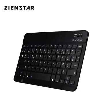 Zienstar 10tommer Azerty fransk Aluminium Bluetooth Wireless Keyboard for Apple IOS, Android Tablet Windows-PC ,Lithium Batteri