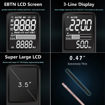 MAXRIENY S9CL Digital Multimeter Mini EBTN Vise Voltmeter LCD-Spænding Kapacitans Frekvens, Modstand, Ohm Diode NVC Tester