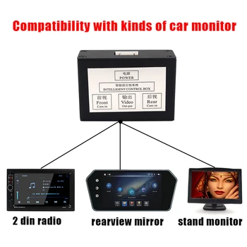 Bil Kanal Converter Parkering Kamera, Video Channel Control-Tasten Visning Af Front Side Ede Bakkamera Video Control Box