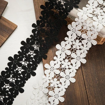 2y/masse blonder, bånd blomst Broderet tilbehør sort hvid blondekant stof til at sy DIY håndlavet håndværk kant dekoration