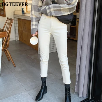 BGTEEVER Streetwear Tynde Denim Jeans Kvinder med Høj Talje, Lommer Kvindelige Bukser, Capris Sommeren Kvindelige Hvid Blyant Jeans 2020