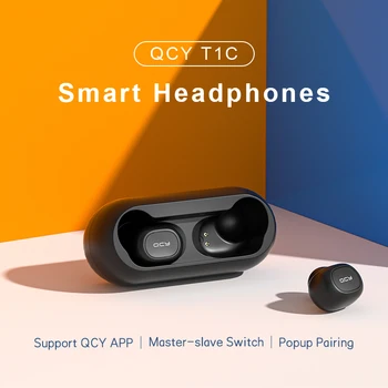 QCY T1C NYE HIFI trådløse bluetooth sports høretelefoner, AAC SBC kvalitet touch kontrol hovedtelefoner