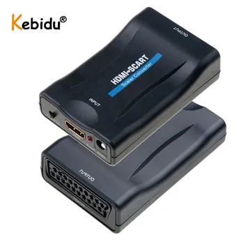 1080P HDMI-kompatibel til SCART Video Audio Fornemme Converter HD-Receiver Til TV Med Power Adapteren Understøtter Lyd Adapter