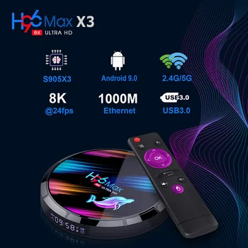 H96 ANTAL X3 Android-9.0-TV-Boksen Amlogic S905X3 Quad Core 4GB 128GB 64 GB Dual Wifi 1000M BT4.0 8K Google butikken H96MAX Set-top boks