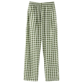 BZEL Plaid Bomuld Nattøj til Kvinder Pyjamas Bukser Plus Size Pijama Mujer Elastisk Talje Nat Bære Løst Hjem Bukser Casual Nighty