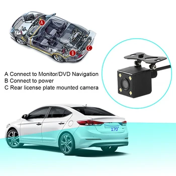 HD Bilen bak-Kamera, 4 LEDs Night Vision bagfra Lys Universal Bil Tilbehør 4.6 cm x 3,8 cm x 3.1 cm