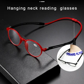 Hængende hals læsning briller kvinder magnet bærbare presbyopic luplamper lup-briller til mænd