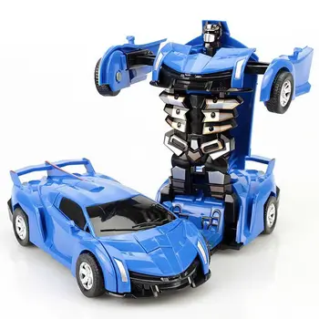 1STK Omdanne Robot Bilen Trække sig tilbage Støde ind Transformation Deformation Robot 2 I 1 Bil Model Køretøj Drenge Legetøj Gave