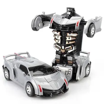 1STK Omdanne Robot Bilen Trække sig tilbage Støde ind Transformation Deformation Robot 2 I 1 Bil Model Køretøj Drenge Legetøj Gave