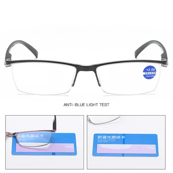 VCKA Anti-blå lys Harpiks Læsning Briller til Mænd, Kvinder Metal Halv Frame Briller Langsynethed +1.0 1.52.02.5 3.0 3.5 4.0 Dioptri