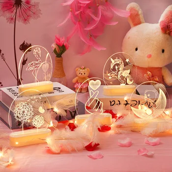 Valentine ' s Day Akryl 3d-Lampe Hjertet Led Nightlight for Børn Barn, Rum Udsmykning Fødselsdag Gaver, Kærlighed Hjerte Tabel Led-Lys Indretning