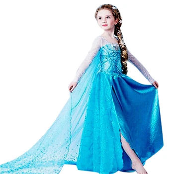Snow Queen Halloween, Karneval Elsa Kostume Barn Piger Elsa Kjole Børn Parti Spædbarn Lange Hale Fancy Kjole Jul Outfit