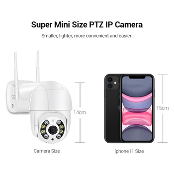 5MP Mini PTZ Wifi Kamera H. 265 Auto Tracking ONVIF-Trådløst IP-Kamera 4xDigital Zoom AI Menneskelige Opdagelse Dobbelt lyskilde ICSEE