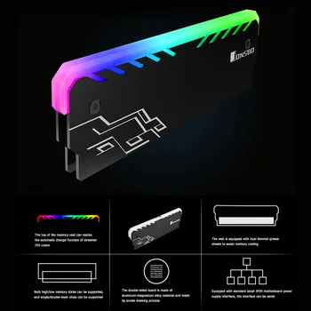 2STK Hukommelse Varmeafledning Pad RGB Lys RAM Heatsink DDR DDR3 DDR4 til Desktop-PC Gaming Overclocking