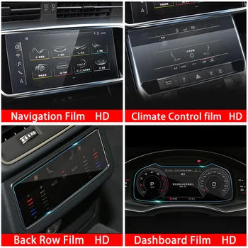 Bil Hærdet Glas Film For Audi A6 C8 A7 2018 2019 2020 Bil GPS Navigation-Skærmen Instrumentbrættet Skærm Film Mærkat Tilbehør